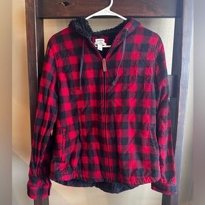 L.L. Bean Women's Scotch Plaid Flannel Shirt, Sherpa-Lined Zip Hoodie